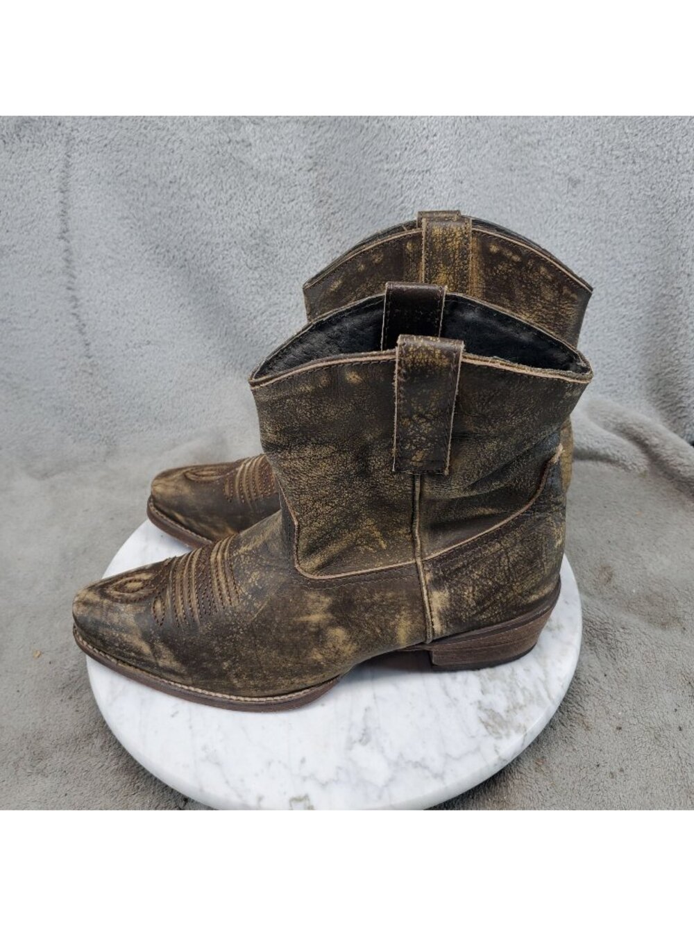 Roper Shoes Womens Size 8 Dusty Brown Leather Distressed Western Boot *Read*